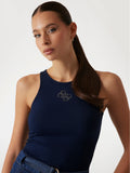 Guess Womens Round Neck Tank Top In Navy