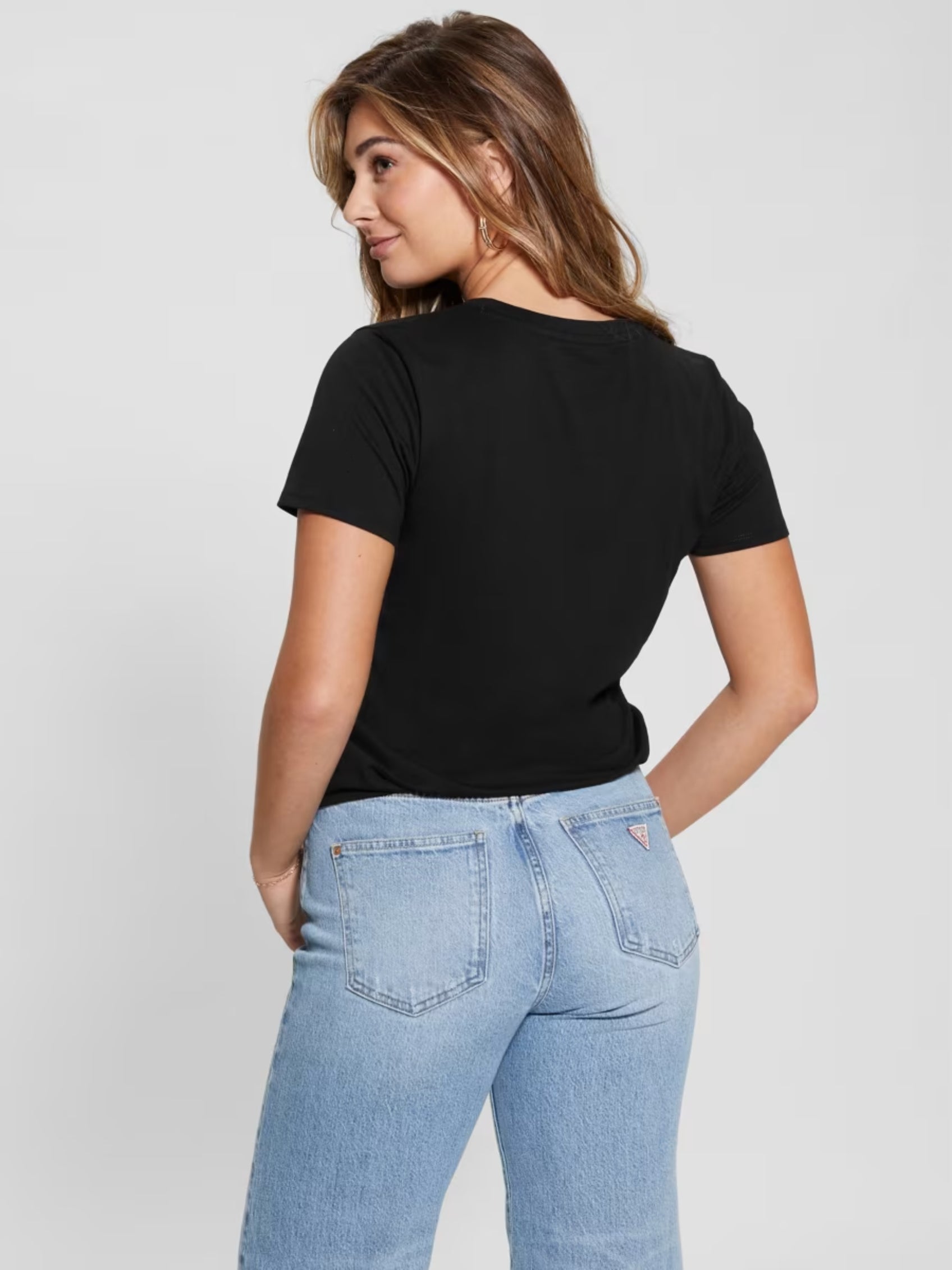 Guess Womens Leopard T-Shirt In Black