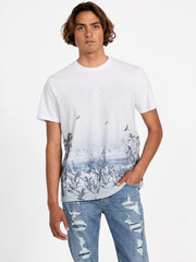 Guess Mens Short Sleeves Bsc Big Cat Paradise T-Shirts In White