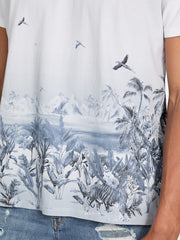 Guess Mens Short Sleeves Bsc Big Cat Paradise T-Shirts In White