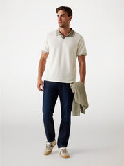 Guess Mens Weston Knit Golfer In Cream