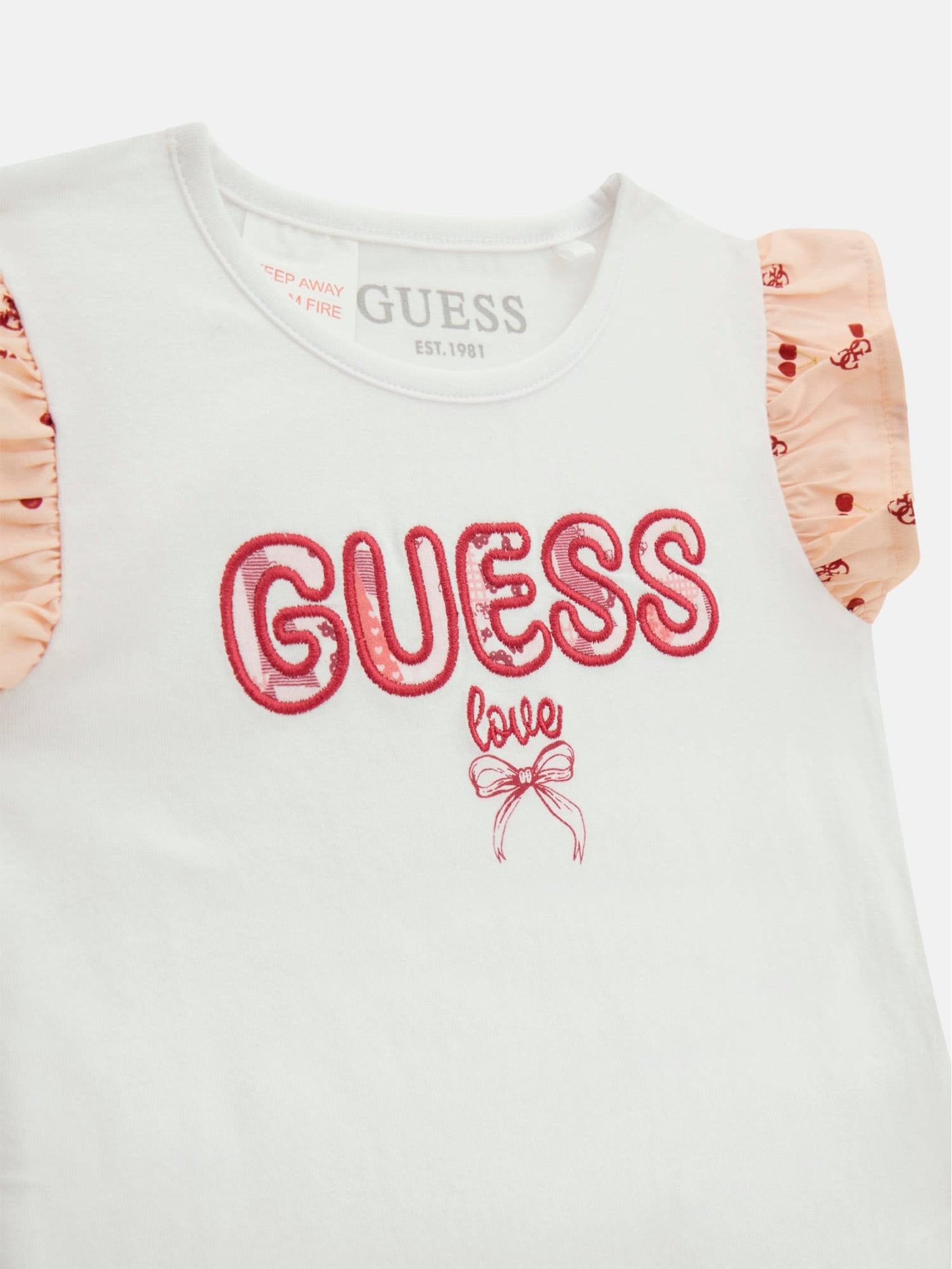 Guess Girls White/Pink 2 Piece T-Shirt+Skort Set