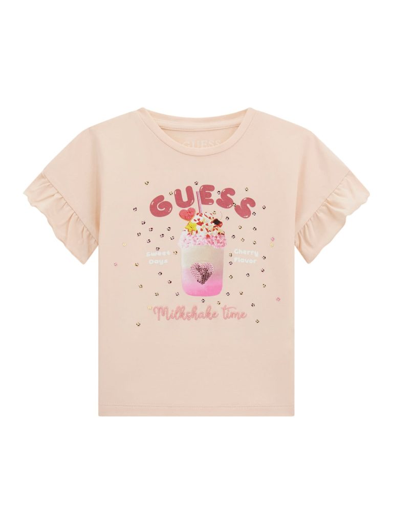 Guess Girls Short Sleeve Peach Milkshake T-Shirt