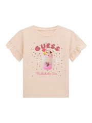 Guess Girls Short Sleeve Peach Milkshake T-Shirt