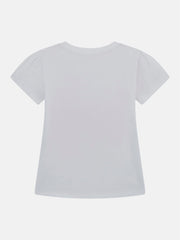 Guess Girls White Printed High Low Ss T-Shirt