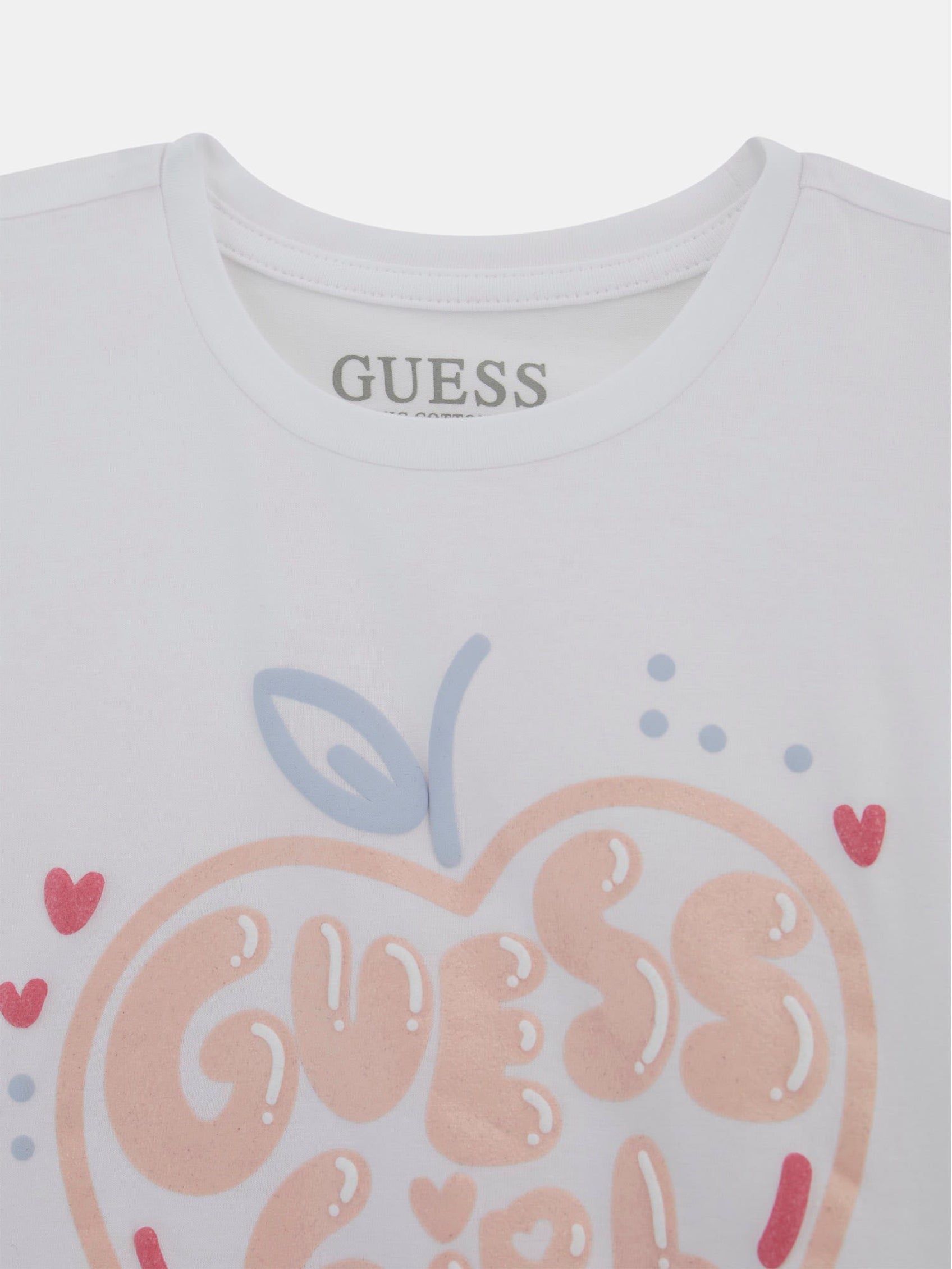 Guess Girls White Printed High Low Ss T-Shirt