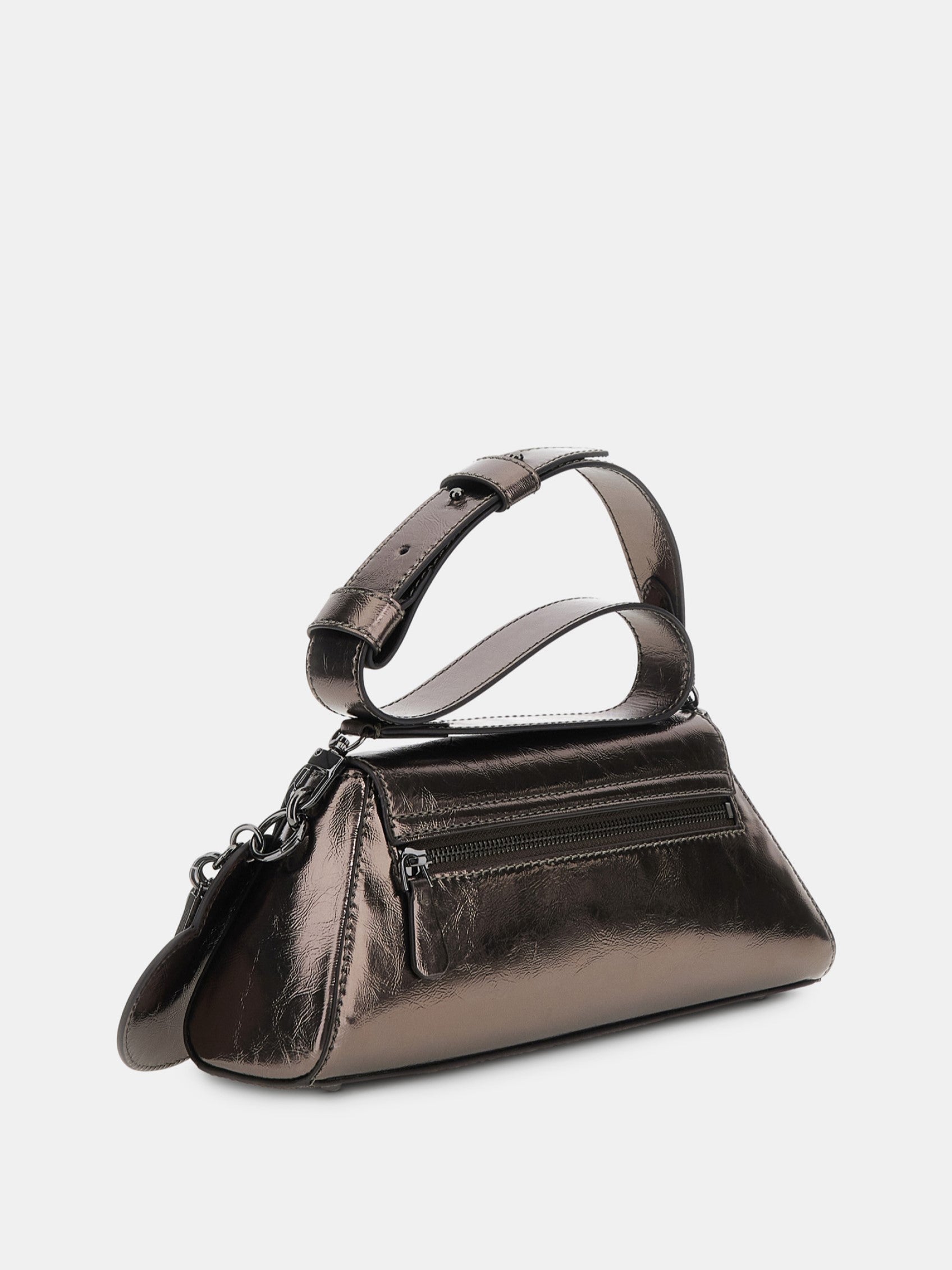 Guess Womens Bolena Flap Shoulder Bag In Pewter