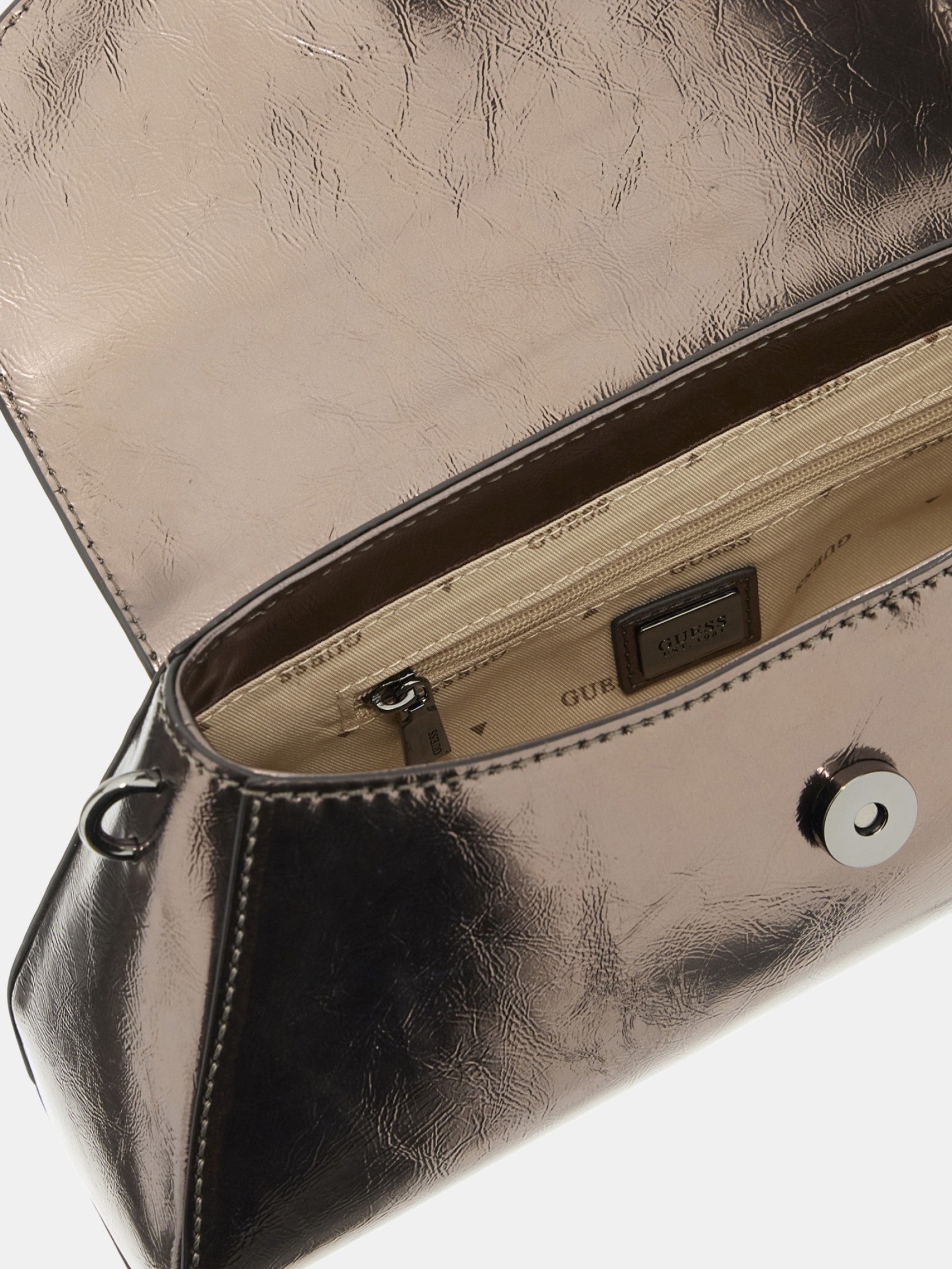 Guess Womens Bolena Flap Shoulder Bag In Pewter