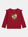 Guess Girls Long Sleeve T-shirt In Burgundy