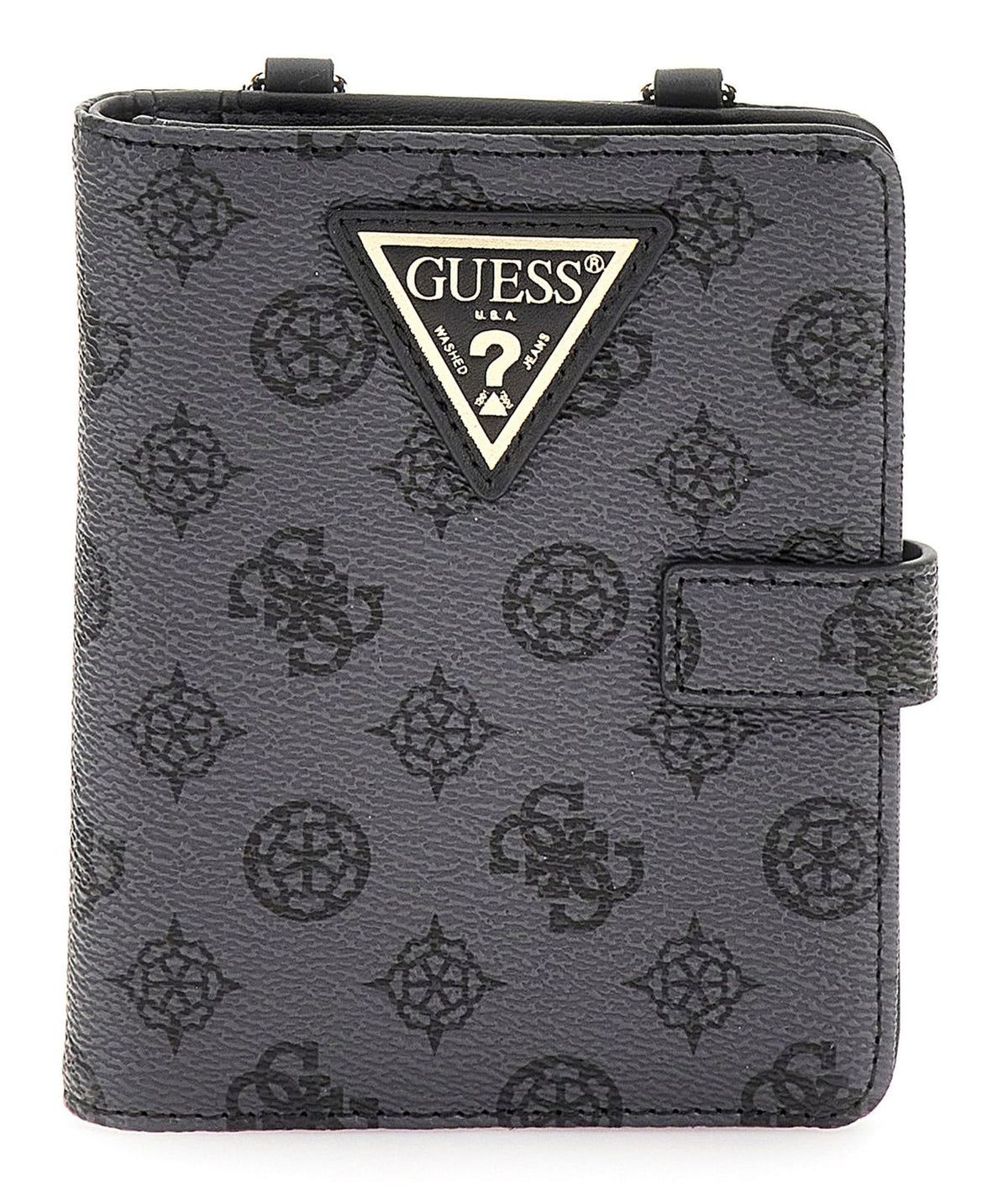 Guess Wilder Passport Holder In Charcoal