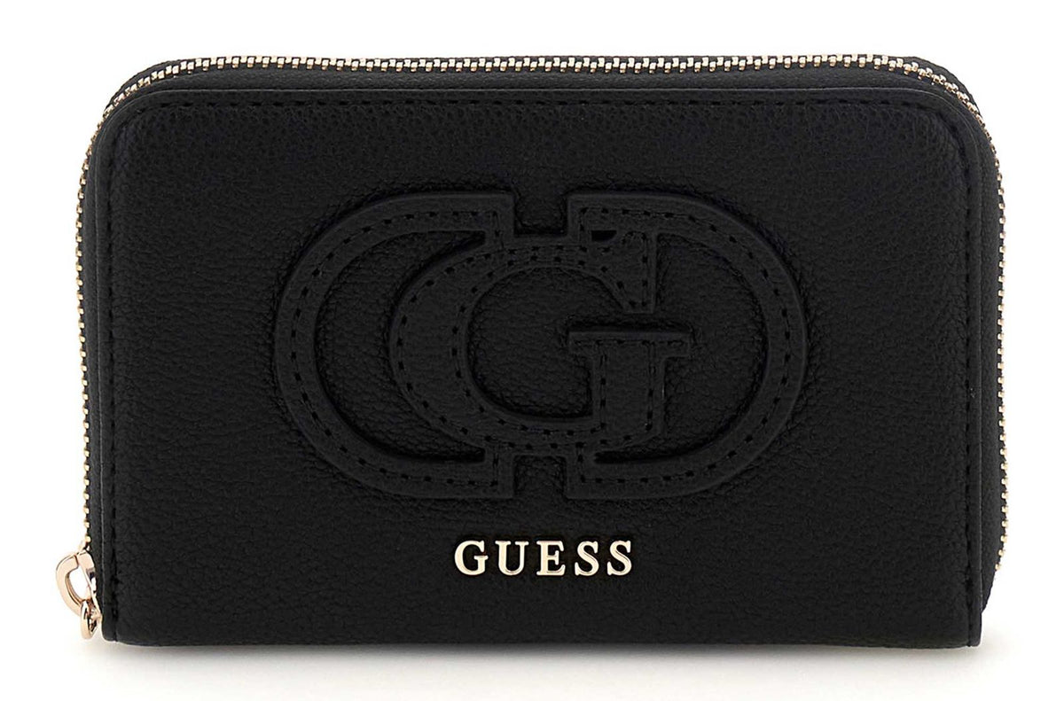 Guess Calebra Medium Zip Around Purse In Black