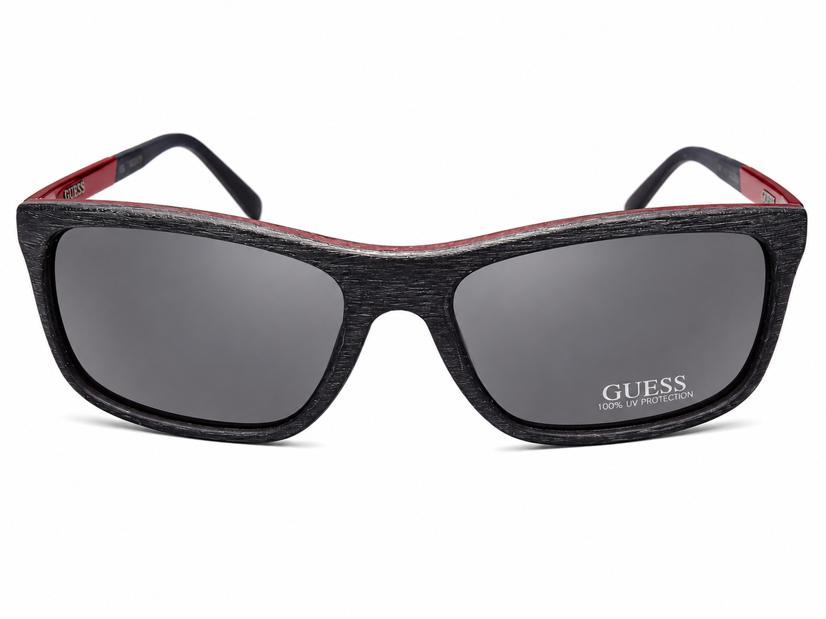 Guess Man Wood Frame Sunglasses In Navy