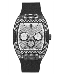 Guess Phoenix Black And Silver Leather Watch