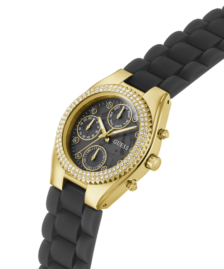 Guess Womens Multi Function Watch In Black & Gold