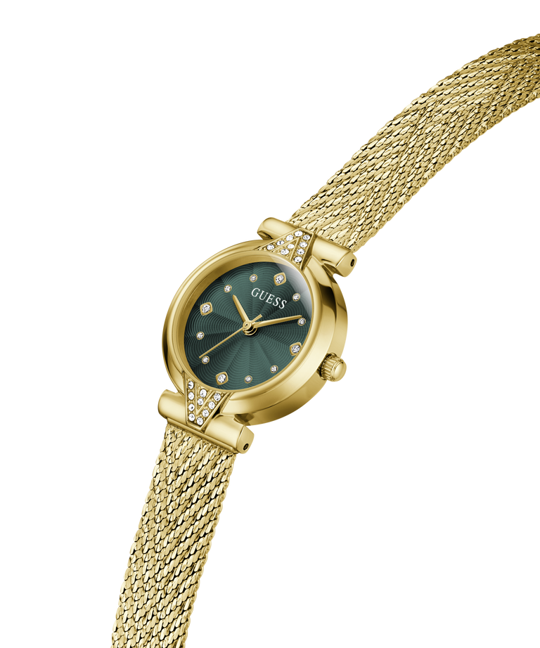 Guess Mini Ladies Watch In Gold & Green