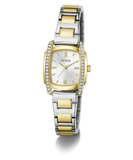 Guess Ladies Two Tone Square Watch In Gold & Silver