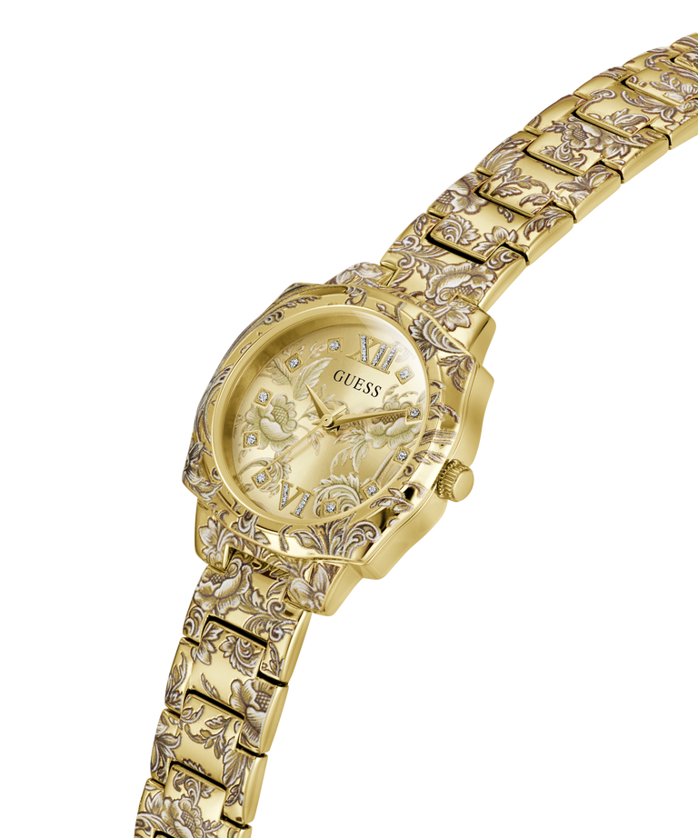 Guess Womens Jada Rose Analog Stainless Steel Watch In Gold/Champagne Dial