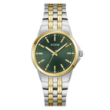 Guess Two Tone Strap Gents Watch In Green