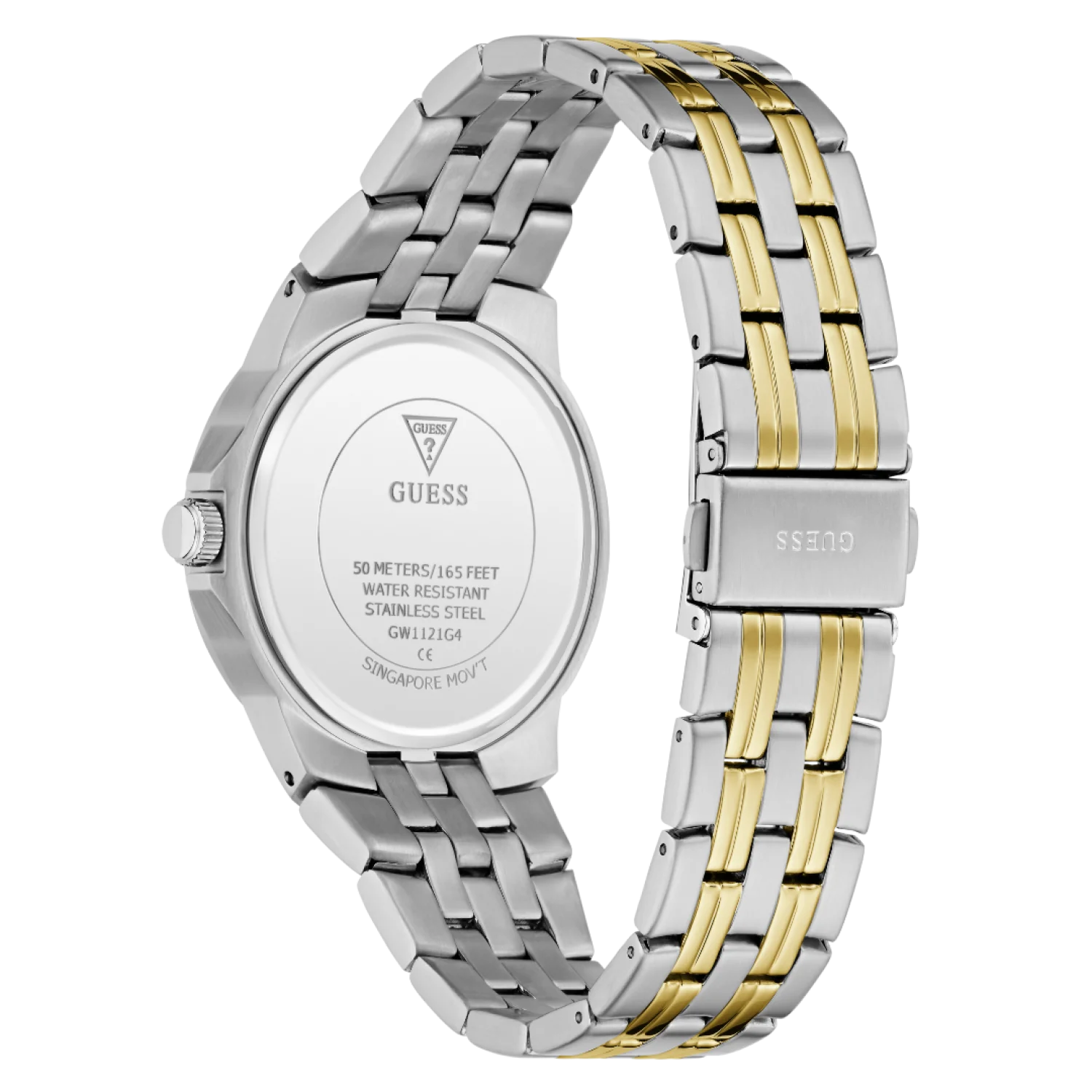 Guess Two Tone Strap Gents Watch In Green