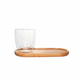Barista Double Wall Latte Cup Bamboo Saucer Tray In Clear/Brown