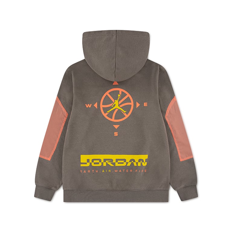 Jordan Boys MJ Brooke Hike Mike Pull Over Hoodie In Olive Grey