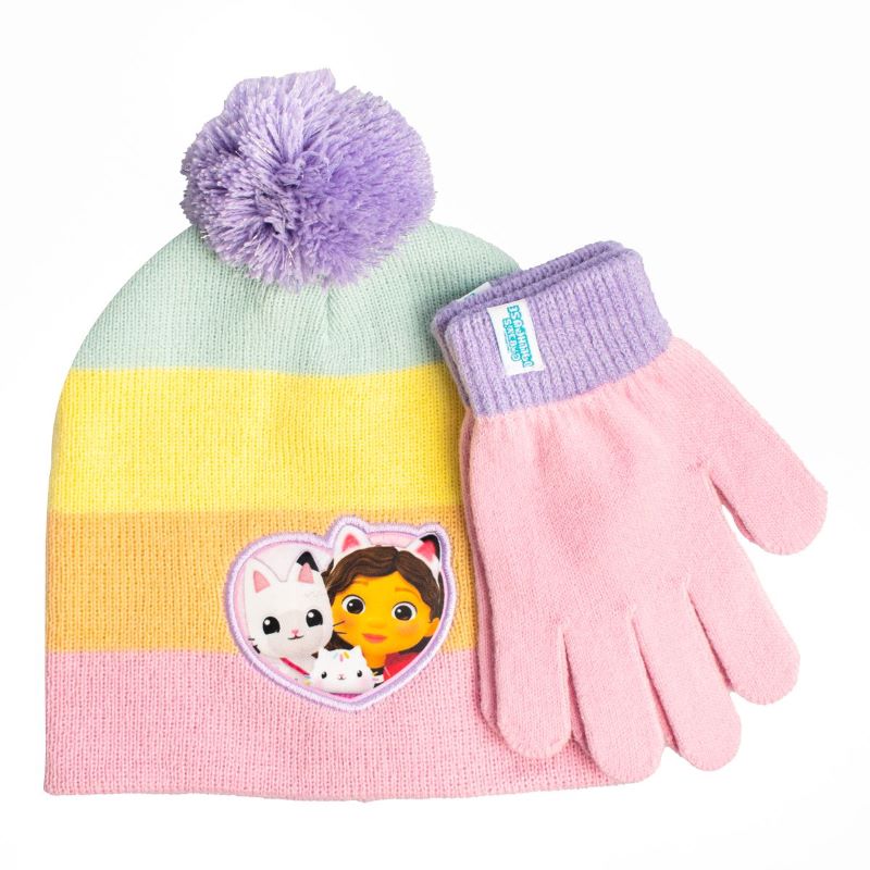 Character Group Girls Gabby’s Dollhouse 2pc Beanie And Glove In Pink Multi