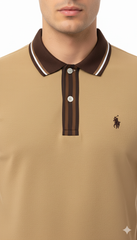 Polo Mens Plain Pique Placket In Camel