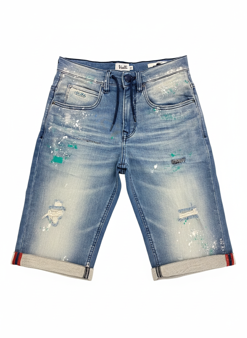Vialli Mens Grafinio Denim Shorts In Blue
