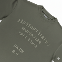 Palladium Mens Liberte Protégé Distressed T-Shirt In Olive