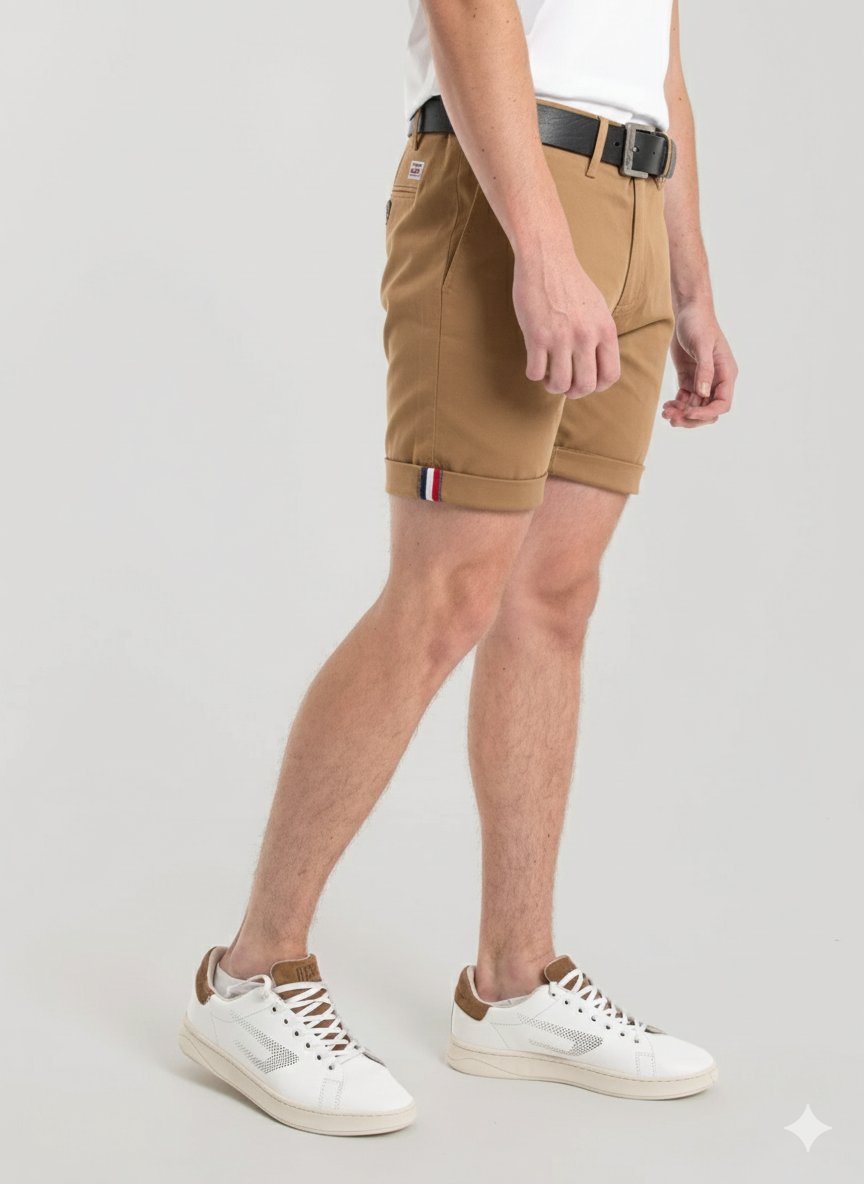 Bene Sherman Mens Straight Fit Chino Shorts In Camel
