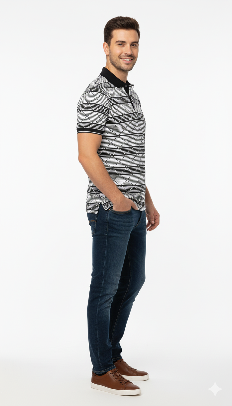 Polo Argyle Printed Golfers For Men In Black