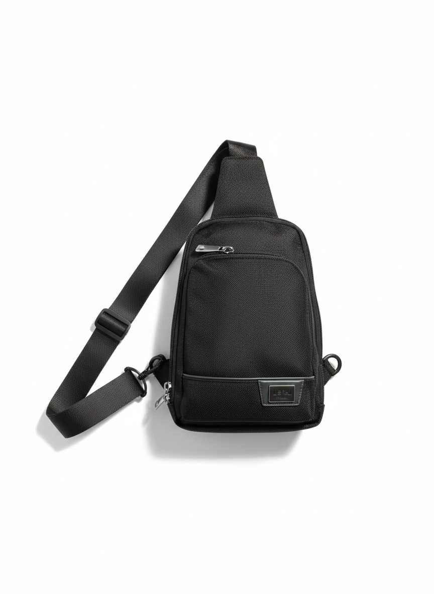 Lefel 7936-159F Leather Nylon Crossbody Black