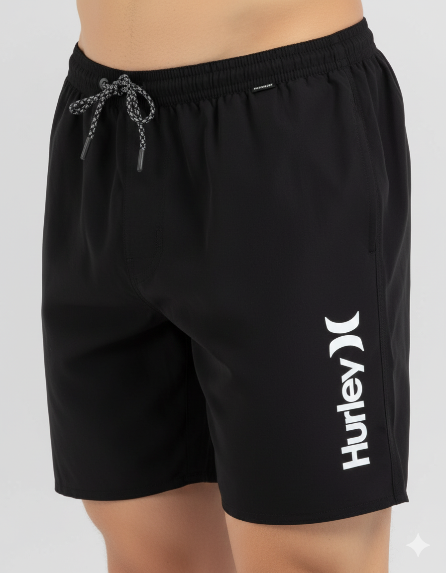Hurley Mens 17" Solid Volley Boardshorts In Black