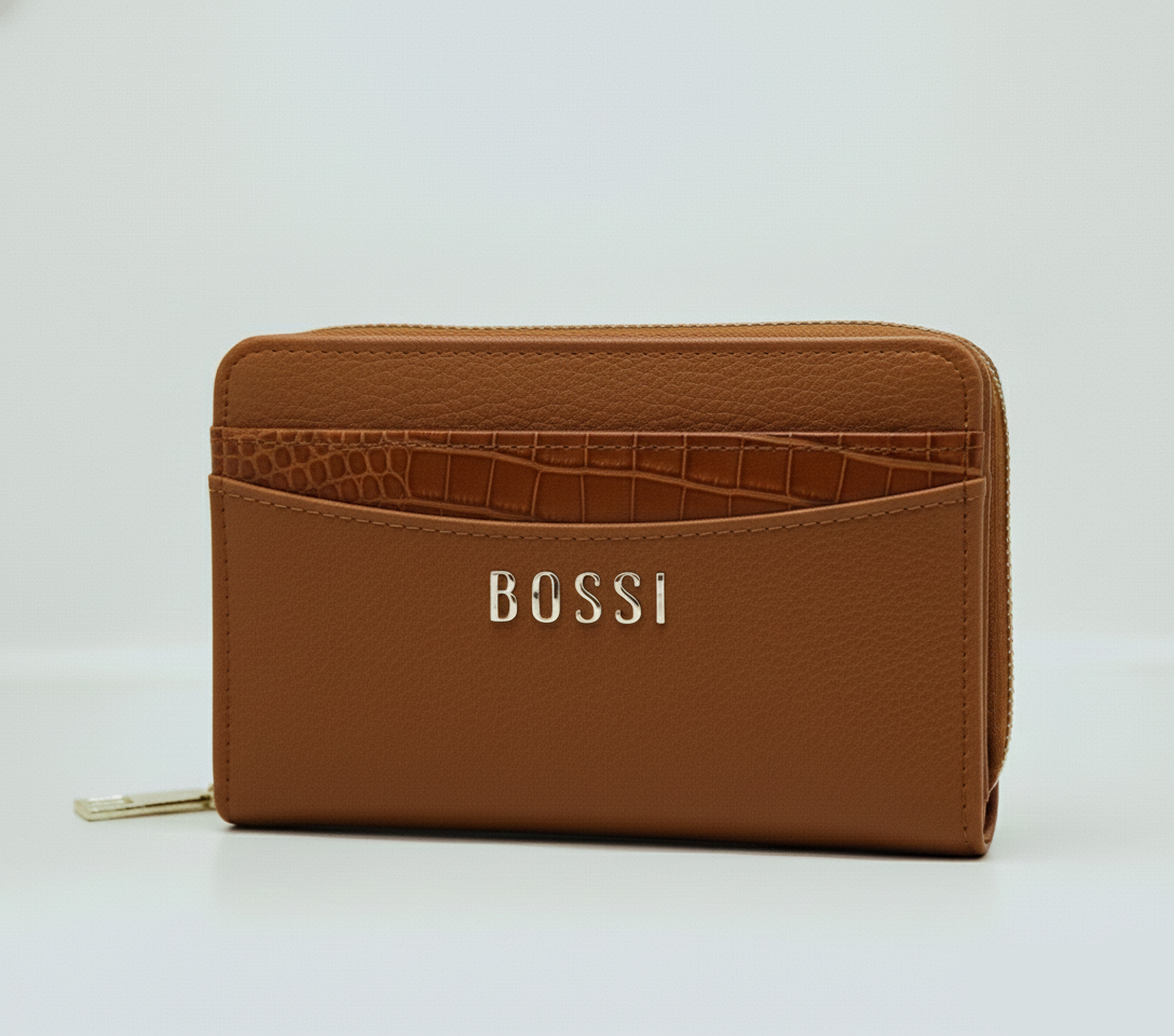 Bossi Womens Alessia Pu Zip Around Purse In Brown