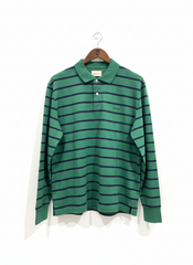 Gant Mens Striped Long Sleeve Golfer In Green