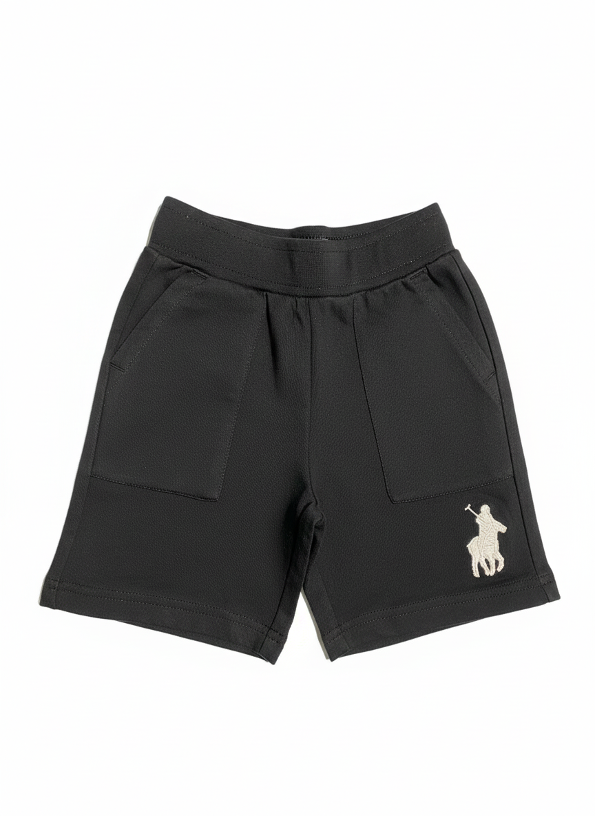 Polo Boys Grant Terry Fleece Shorts In Black