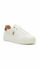 Polo Womens Leather Platform White Sneakers