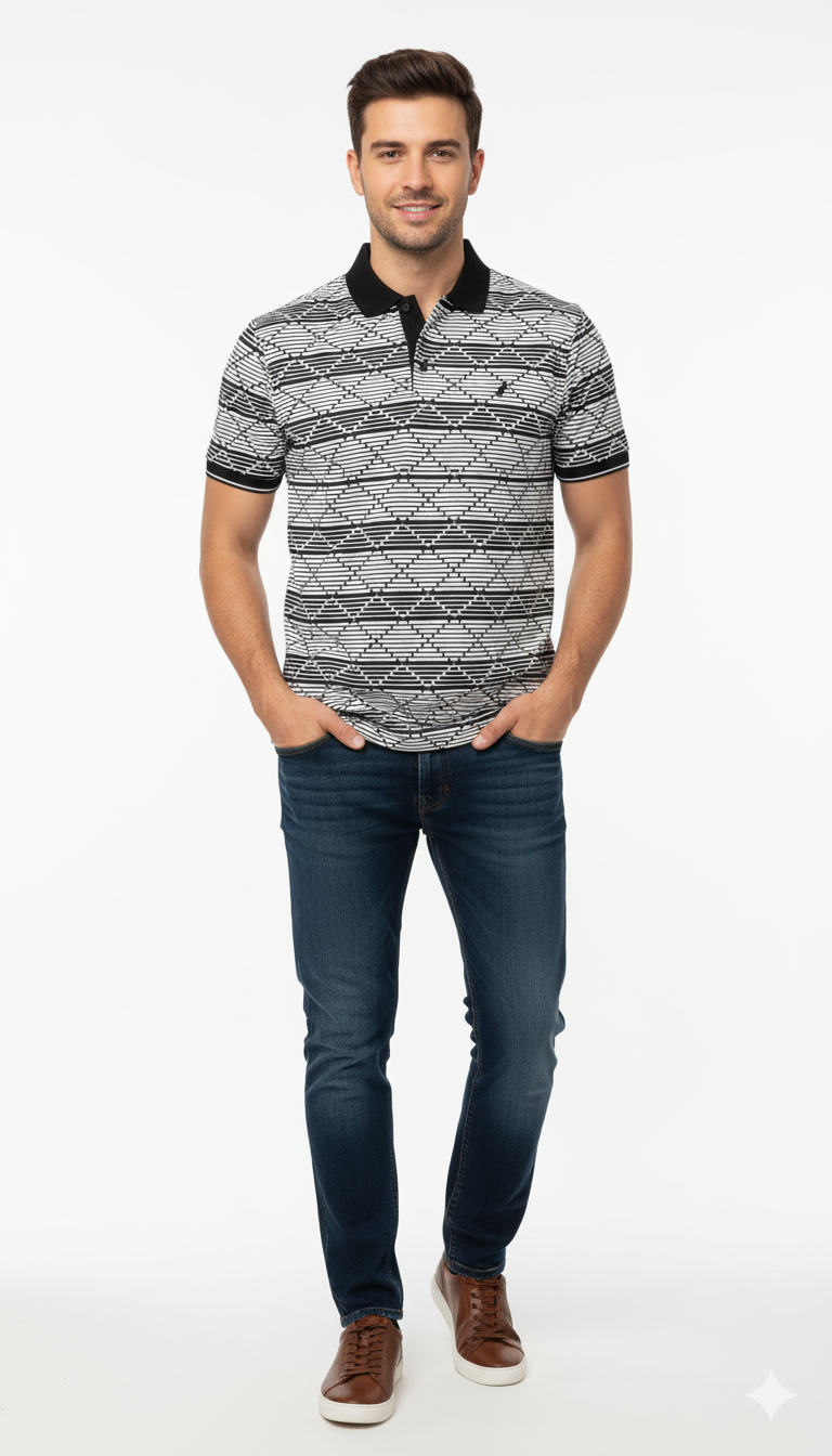 Polo Argyle Printed Golfers For Men In Black