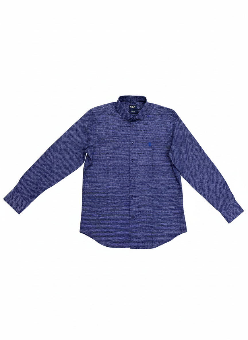 Polo Mens Dobby Shirt In Blue
