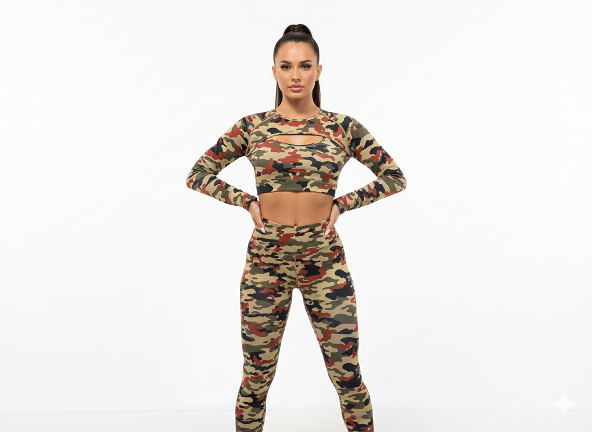 Sissy boy Womens Long Sleeve Crop Top In Camo