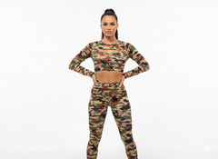 Sissy boy Womens Long Sleeve Crop Top In Camo