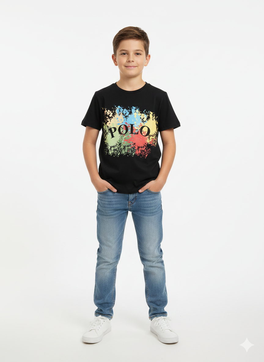 Polo Girls Paige Printed T-Shirt In Black