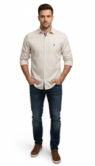 Polo Mens Dobby Shirt In Stone