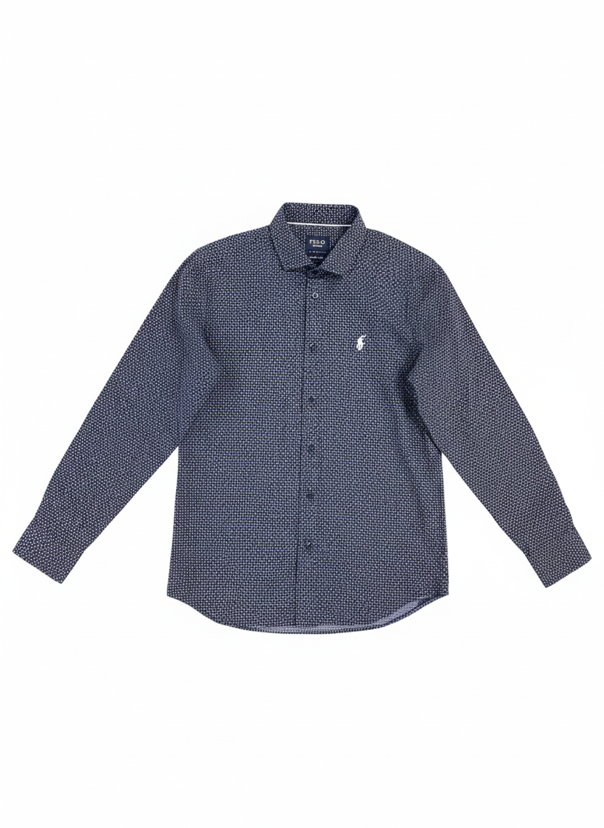 Polo Mens Geometric Print Shirt In Navy