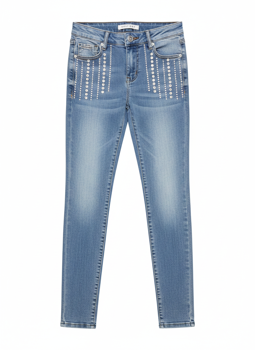 Sissyboy Womens Jon Jon Skinny Jeans With Bling Details In Medium Vintage