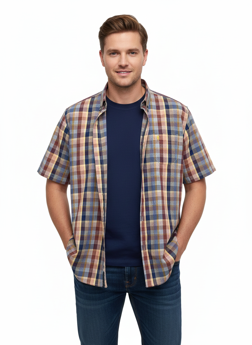 Polo Mens Textured Check Shirt In Multi
