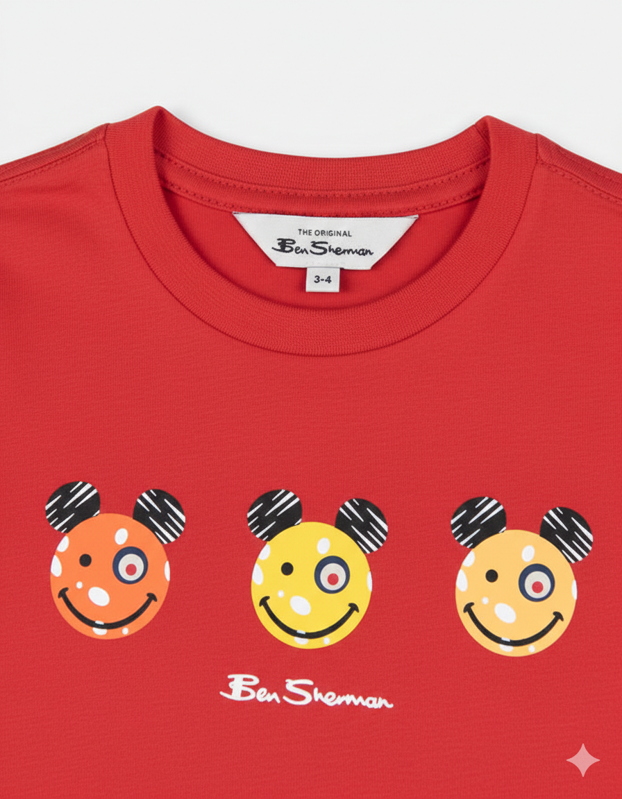 Ben Sherman Boys Happy Bears T-Shirt In Red