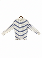 Gant Mens Striped Long Sleeve Golfer In Cream