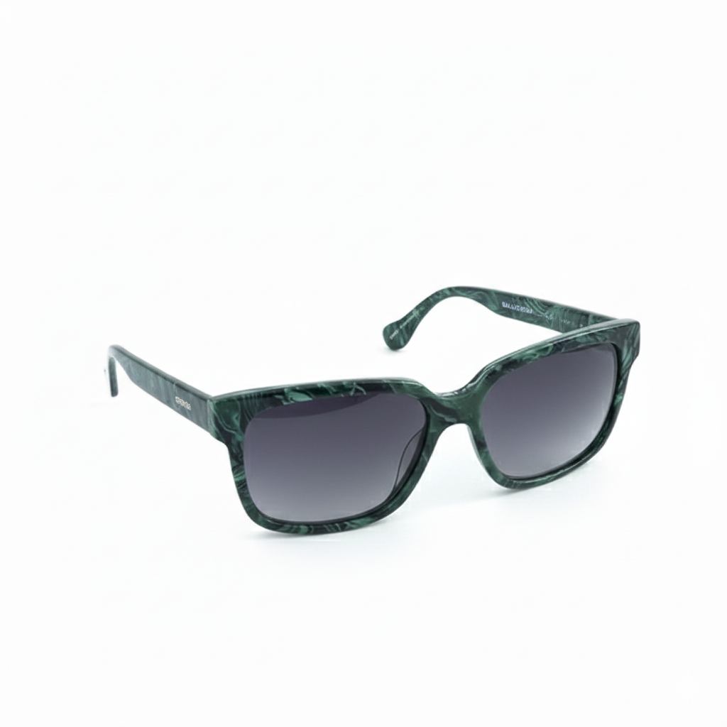 Balenciaga Foreset Green Square Frame Sunglasses In Marble Green