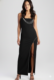 Sissy boy Maxi Dress with Straight Neckline In Black